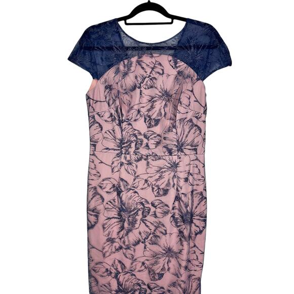 JS Collections WINNIE COLUMN GOWN Dark Blush Lace Overlay Sz 10 Mother of Bride - Picture 6 of 16